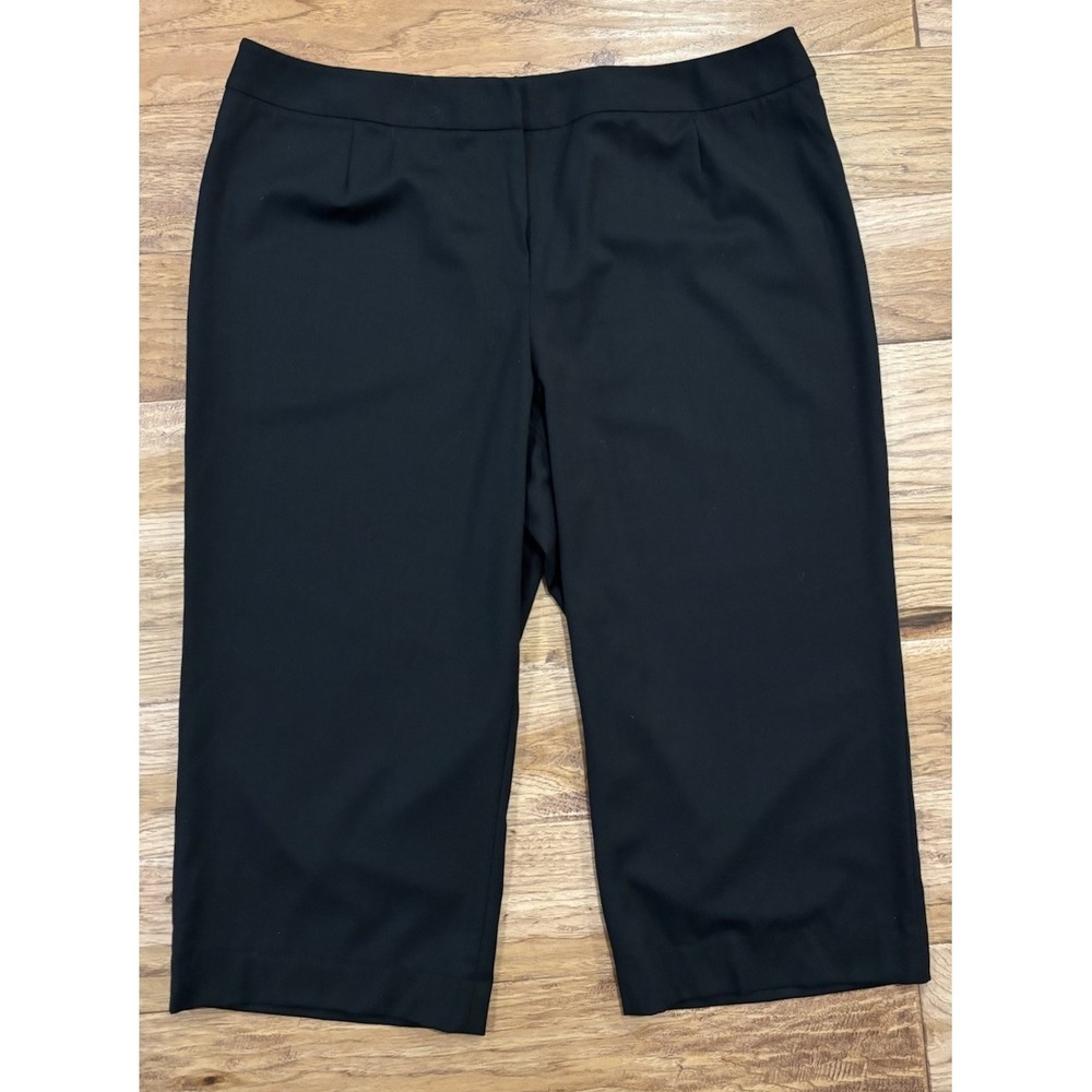 Lafayette 148 New York Cropped Tapered Black Pants Wool Women's Size 18